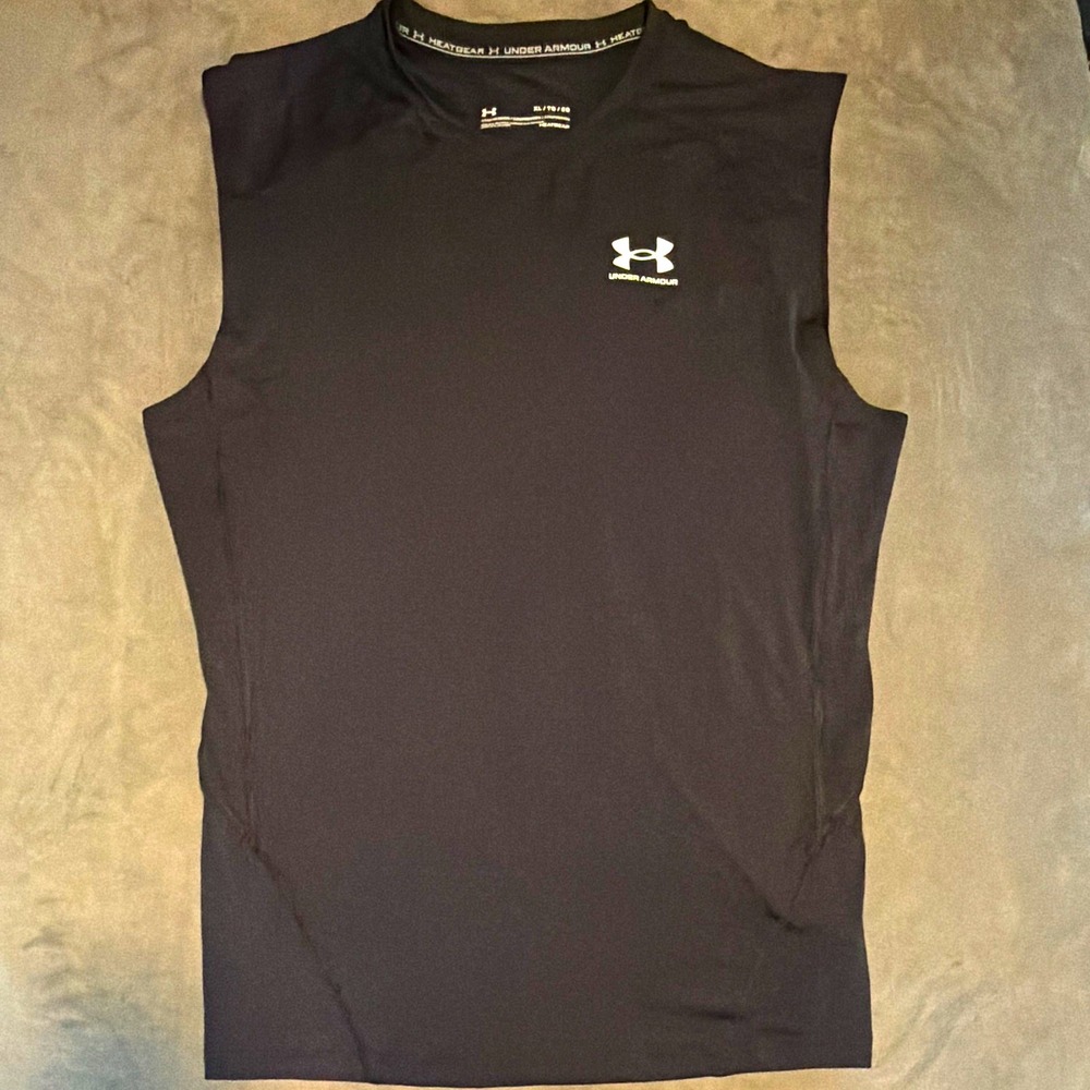 Under Armour Men's HeatGear Compression Sleeveless Tank Black Sz XL
